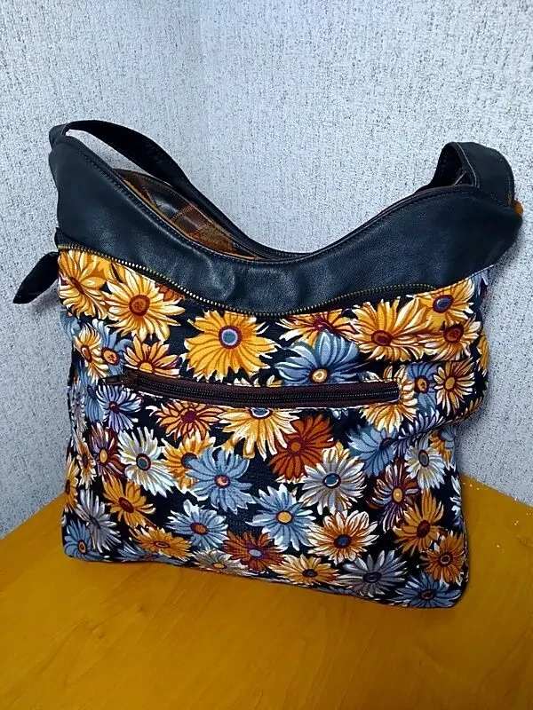 Кожаная женская сумка ручной работы в стиле печворк 4