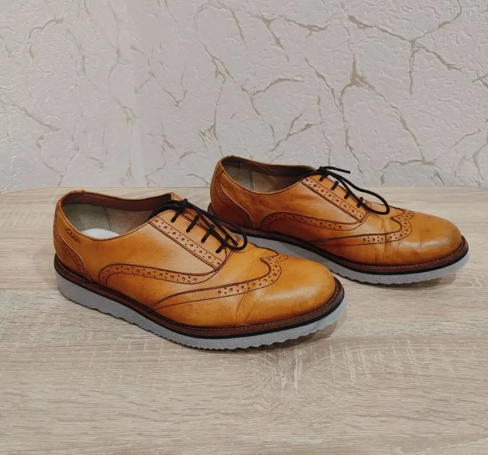 Оригінальні шкіряні чоловічі туфлі броги CLARKS 44р./29 см