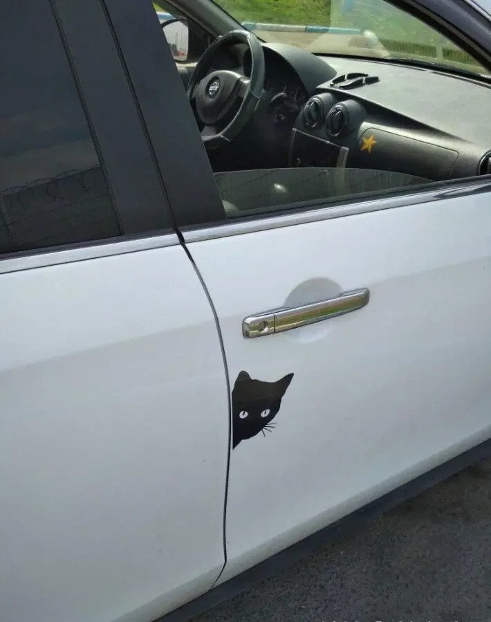 Наклейка Кот на авто Чёрная 2