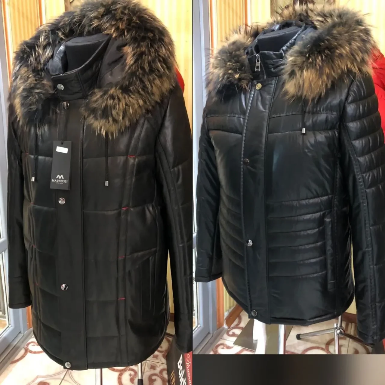 Пуховики,шкіряні,капюшон зйомний,аляска