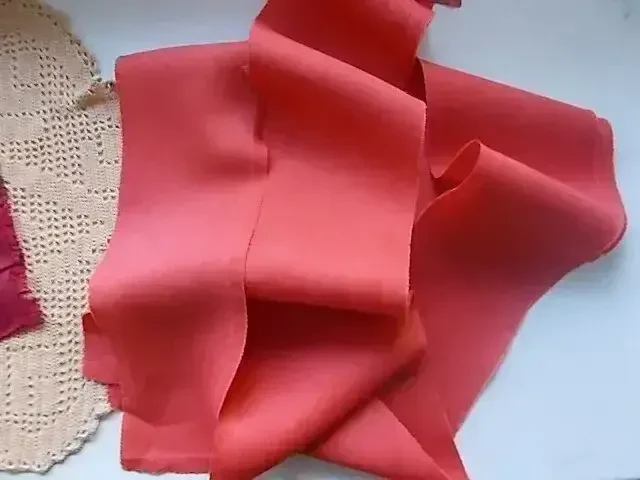 Ткань хлопок- лен натуральный кораллового цвета 12 кусков клиньев 2