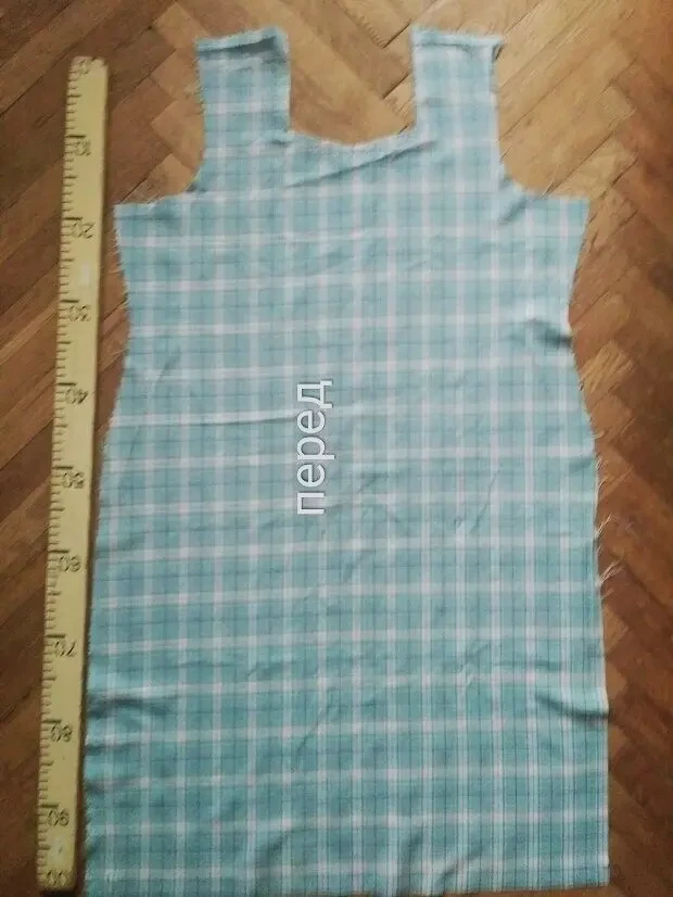 Ткань плательная в клетку нежно-бирюзовый тон 3 куска 3