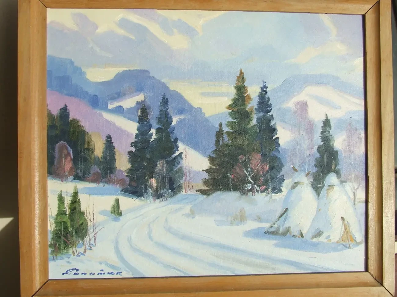 Закарпатская школа  М. Сапатюк    раз. 60 х 50 см. двп.м.  1980 гг.