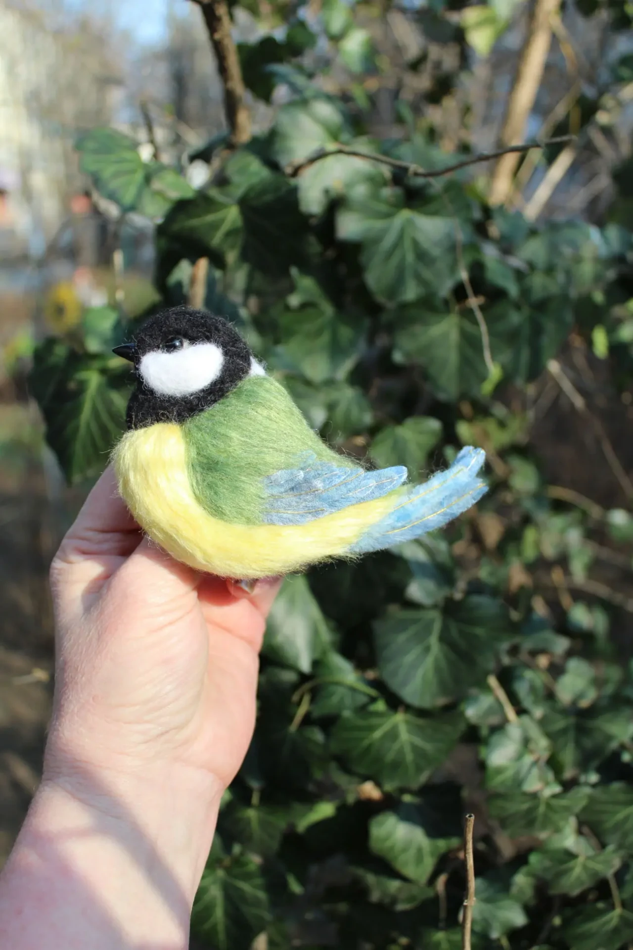 Брош валяна синичка іграшка хендмєйд птиця підвіска валяна прикраса 8