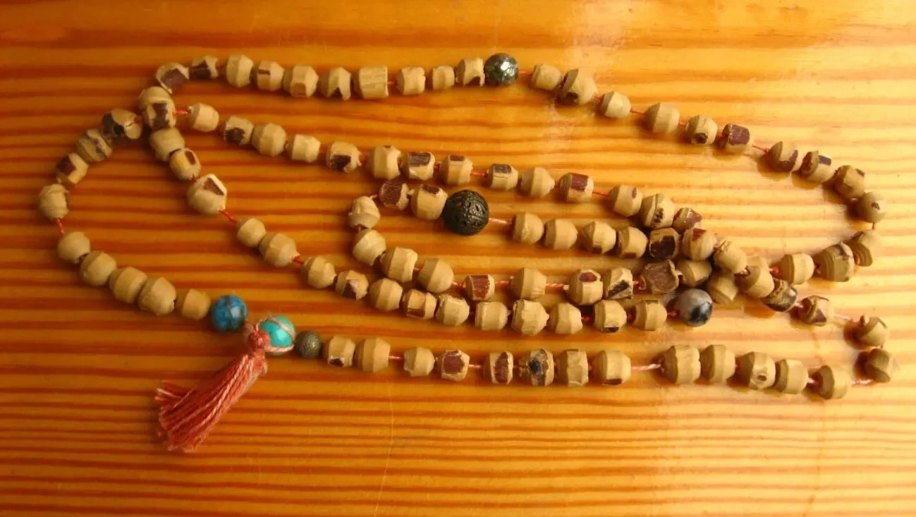 Мала чётки деревянные туласи, каменные и металл бусины в счете 108 и 1 2