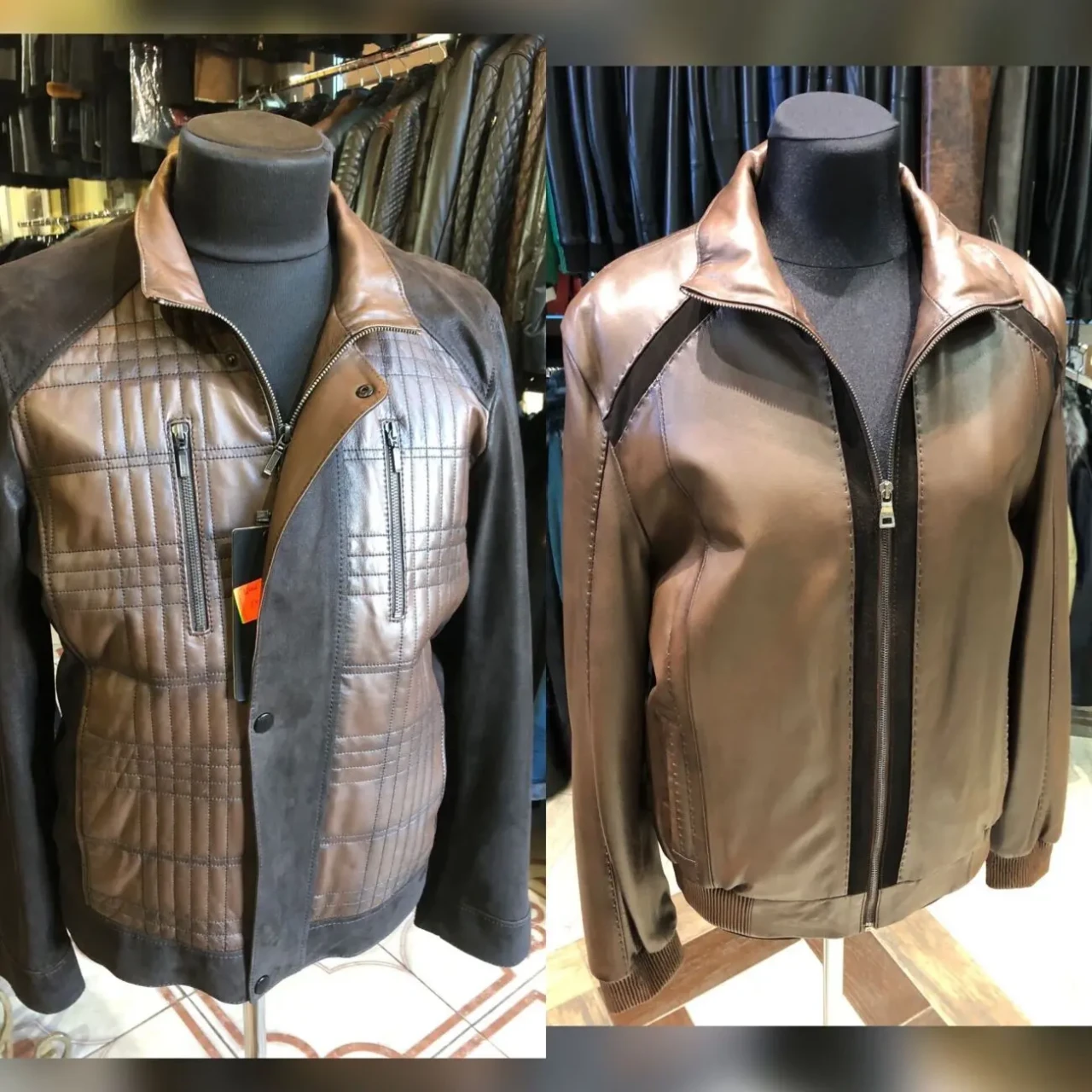 Куртки коричневі шкіряні,чоловічі