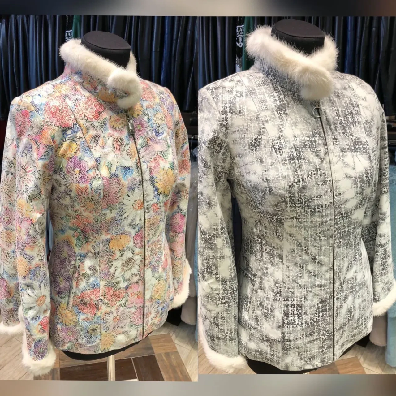 Шкіряна куртка,жіноча,комір норка