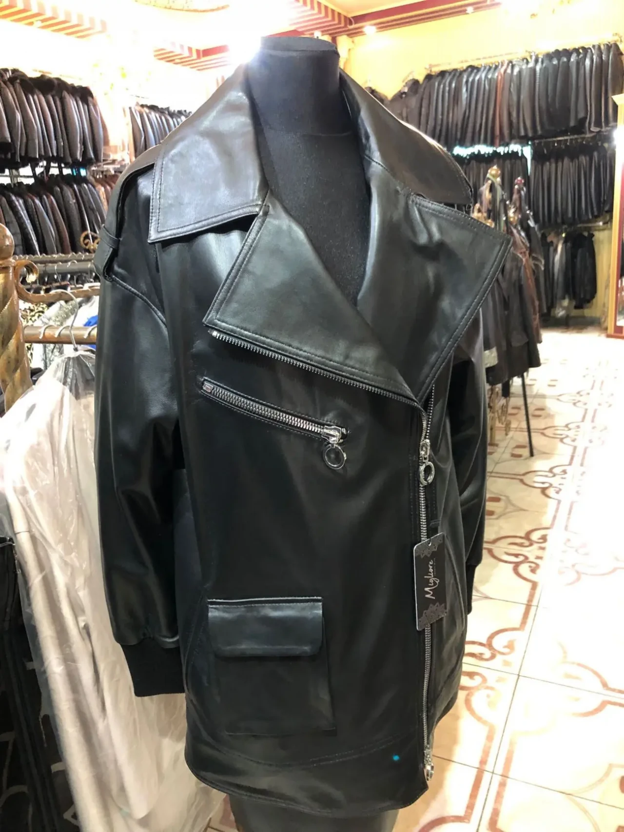 Косуха шкіряна,подовжена оверсайз,френч 2