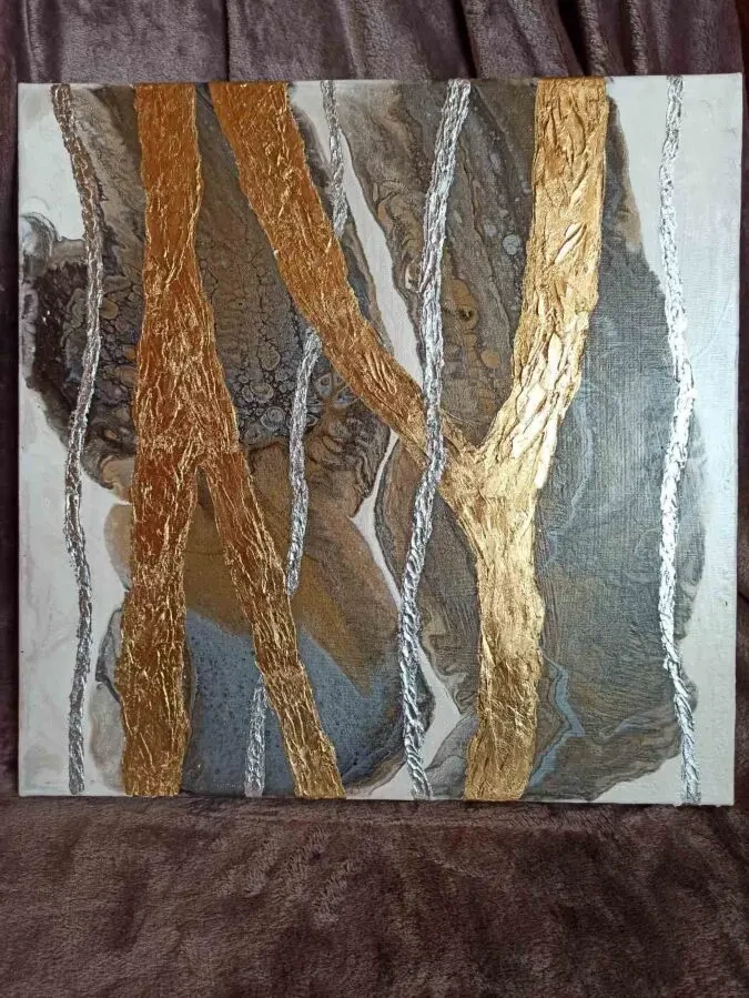 Kinetikos акрил, в техніці Fluid Art, та поталь 4