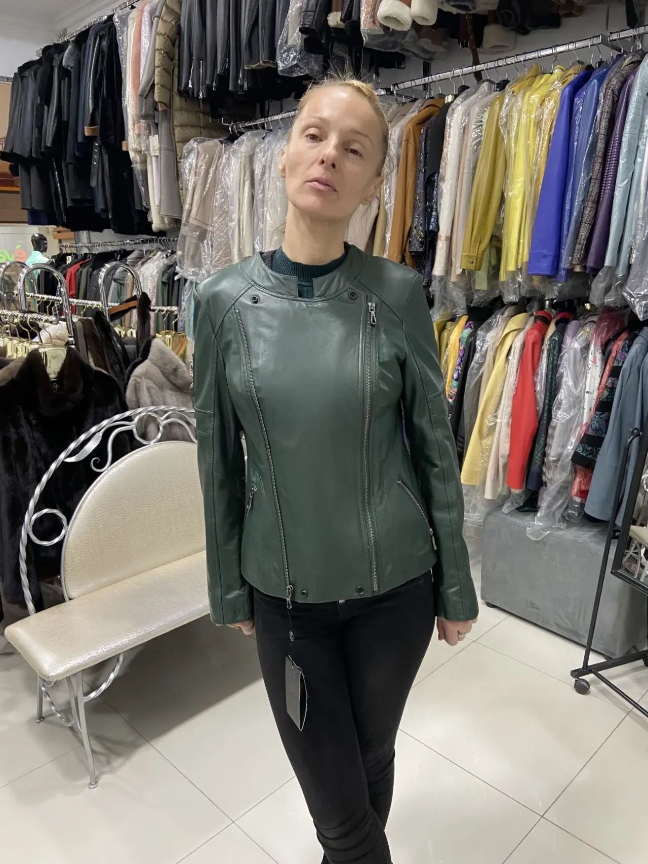 Косуха шкіряна зелена,піджак 4
