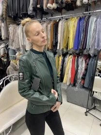 Косуха шкіряна зелена,піджак