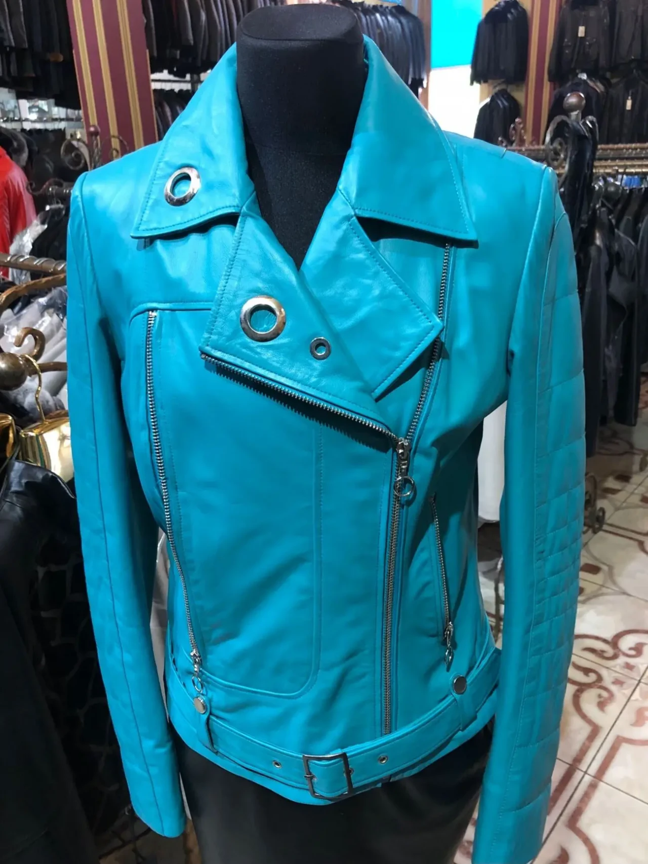 Косуха шкіряна,італія,бірюза