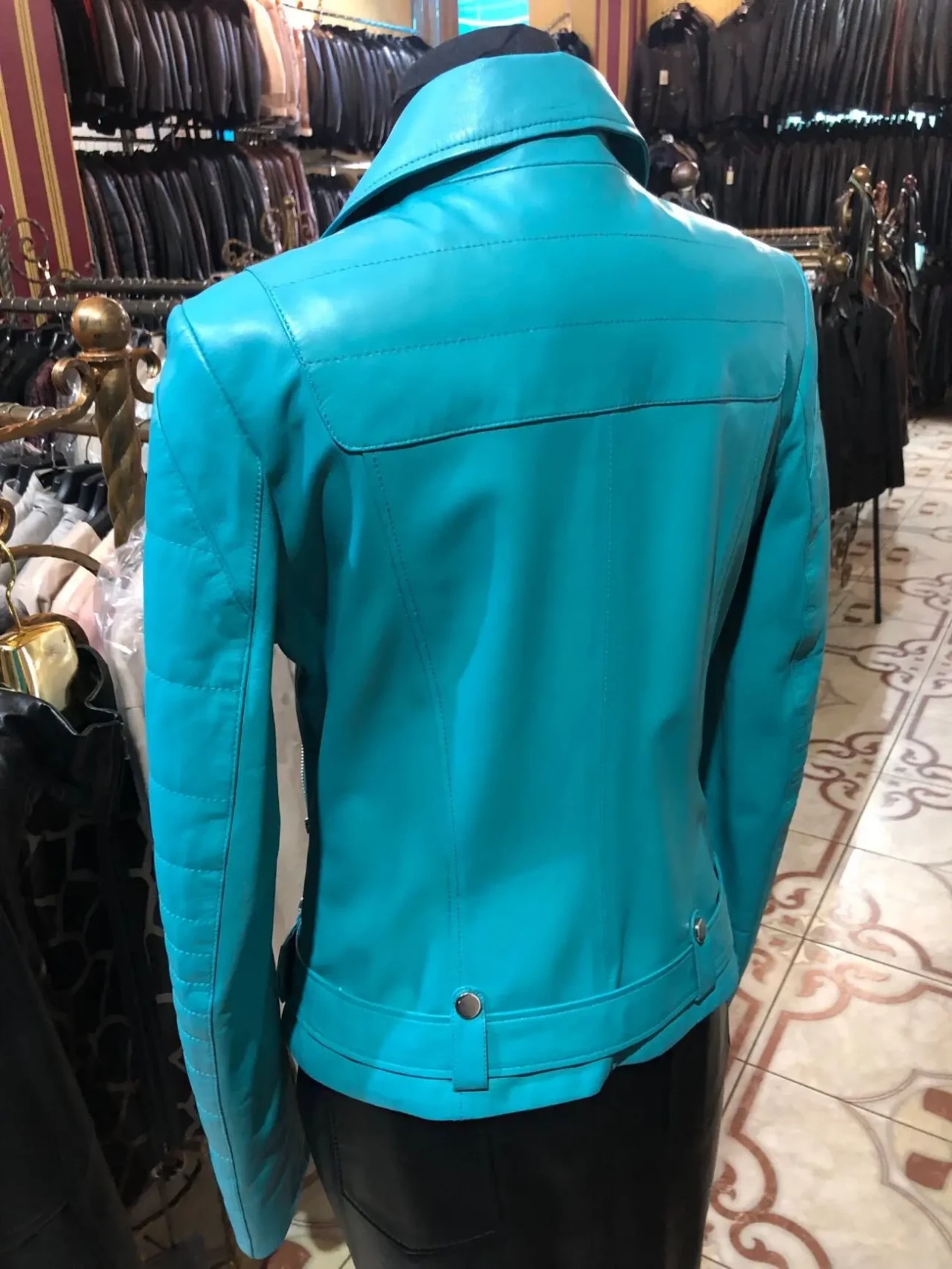 Косуха шкіряна,італія,бірюза 2