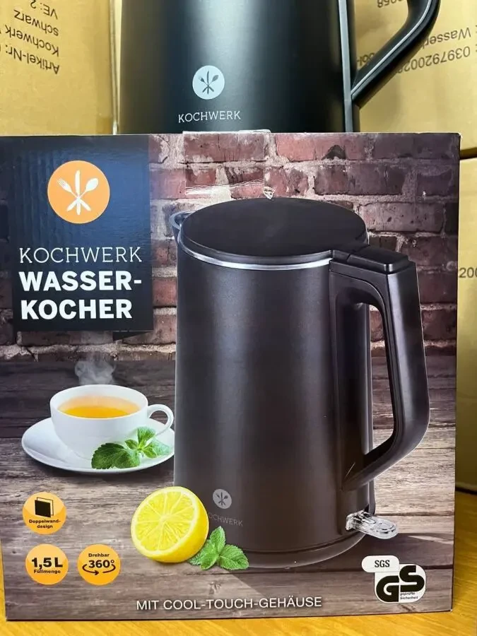 Чайник електричний kochwerk cool-touch 1,5l 2200w, чорний