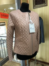 Шкіряна куртка,стьогана рожева