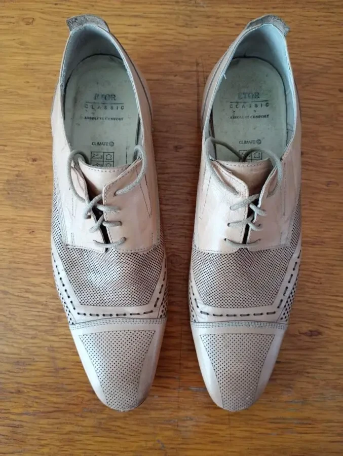 Мужские кожаные, бежевые туфли - 3 dvd диска в подарок. 7