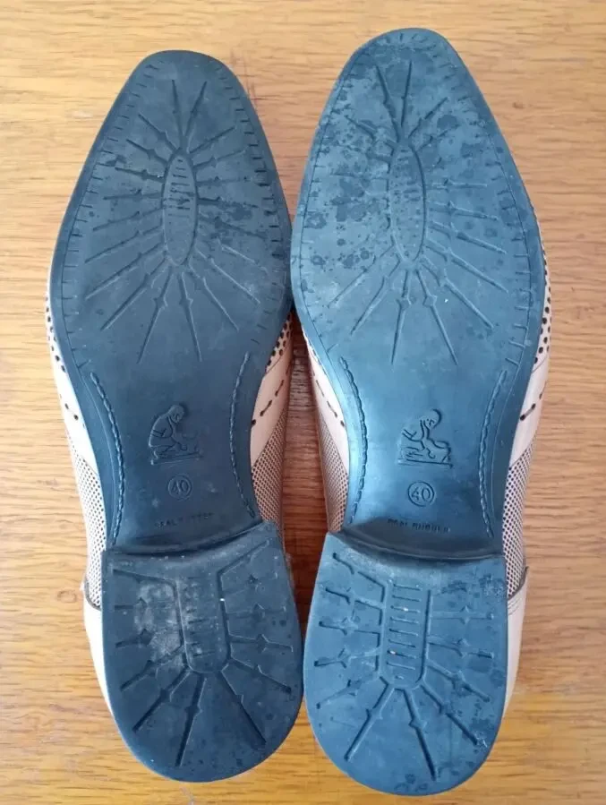 Мужские кожаные, бежевые туфли - 3 dvd диска в подарок. 8