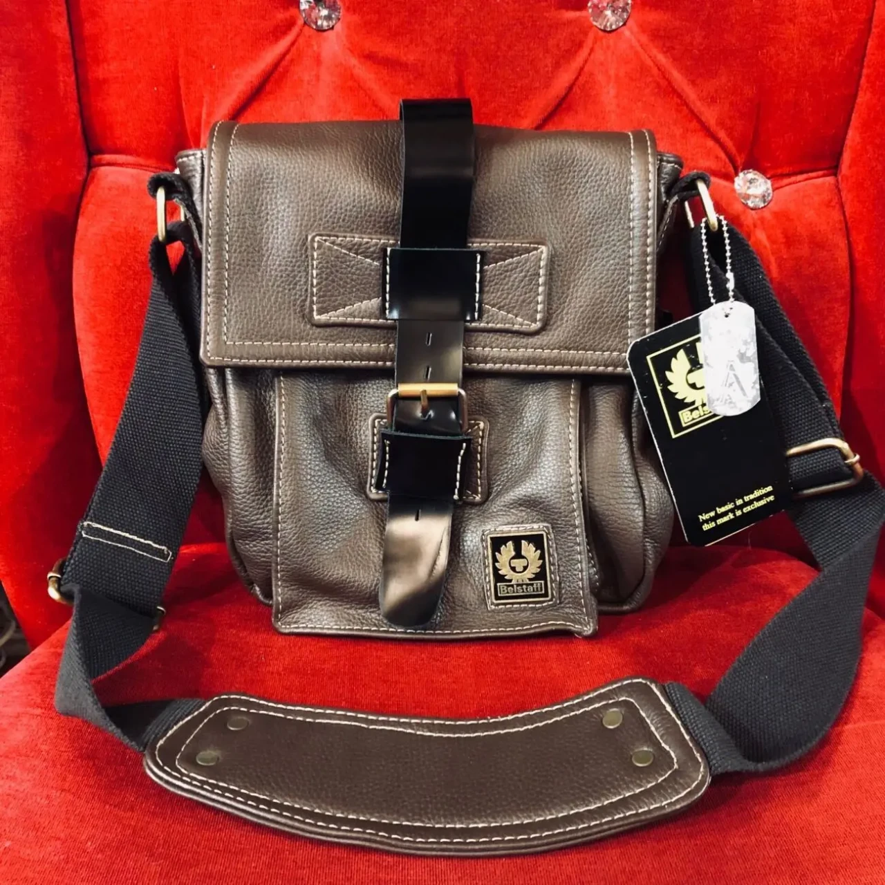 Сумка через плече Belstaff шкіра джамбо, 7