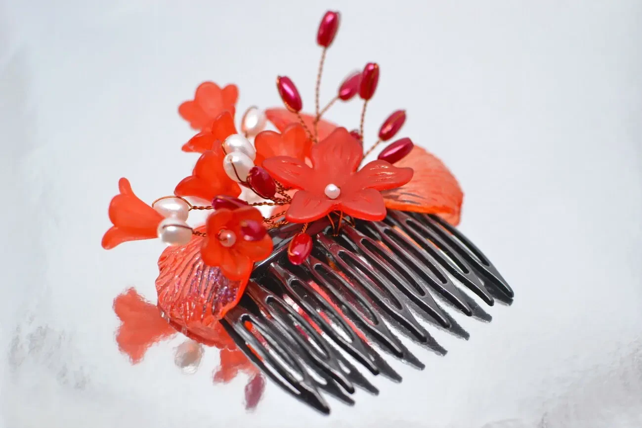 Handmade вишуканий декорований зажим для волосся 6 см 7