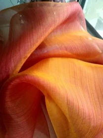 Ткань прозрачный капрон неяркий оранжево- золотистый, для рукоделия