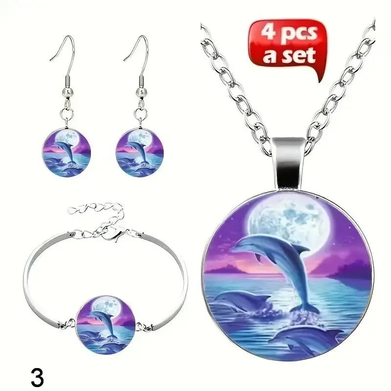 Набір модних прикрас з 3 шт.- сережки, намисто, браслет з підвісками. 4