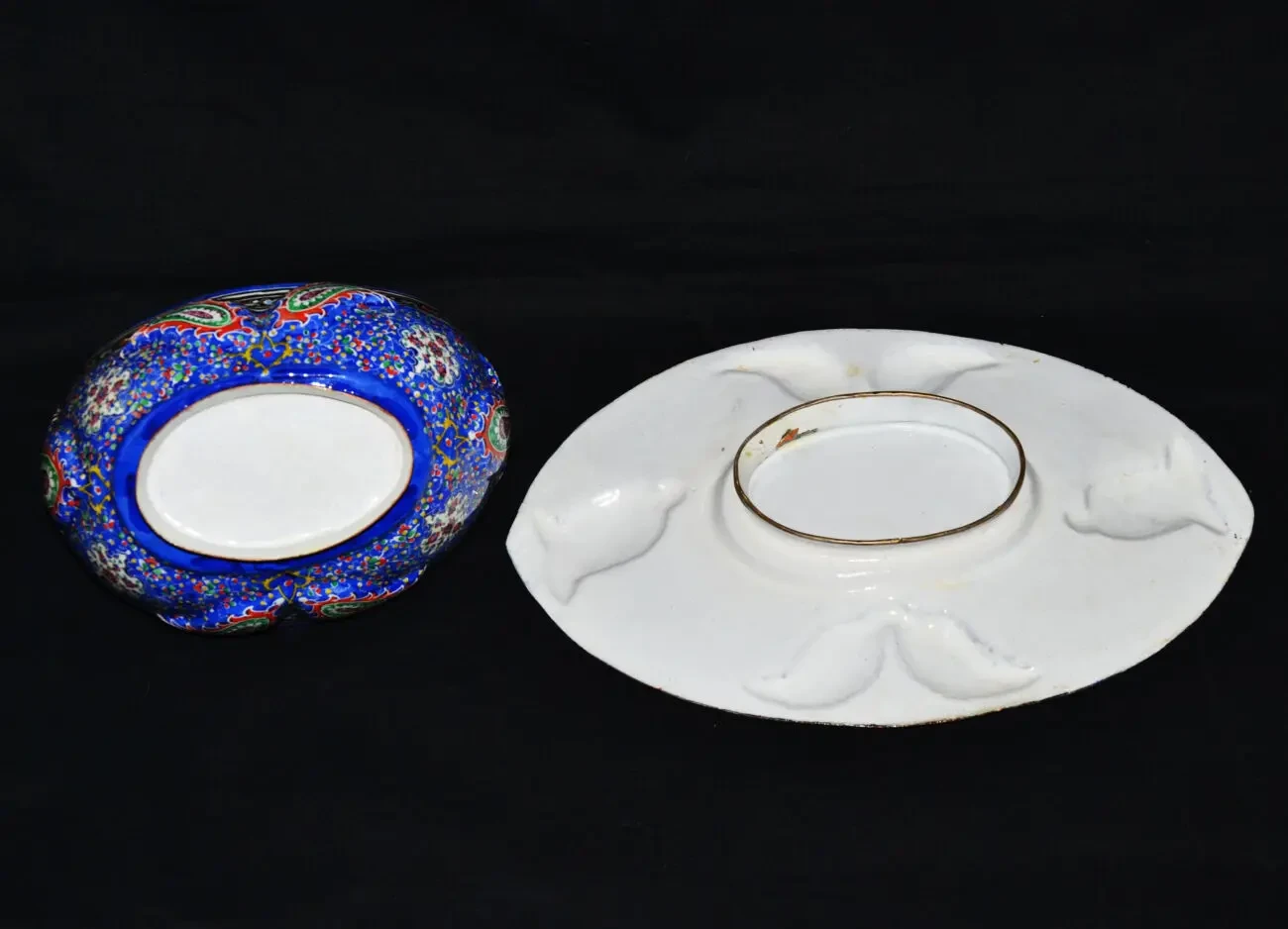 Персидская эмалированная медная чаша и тарелка Кашкуль, расписанная в 5