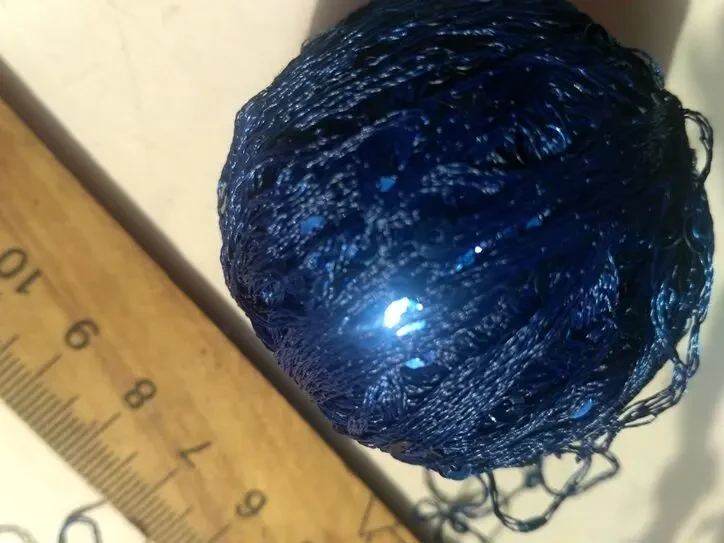 Пряжа нитки с пайетками, шелк 2 нити, красивый  темно-синий цвет 2