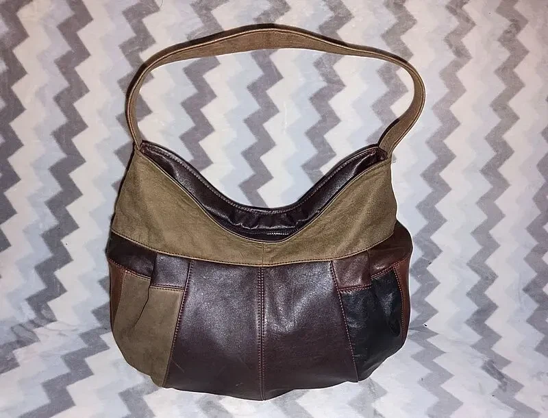 Женская сумка в технике печворк. Кожа и замша. 5