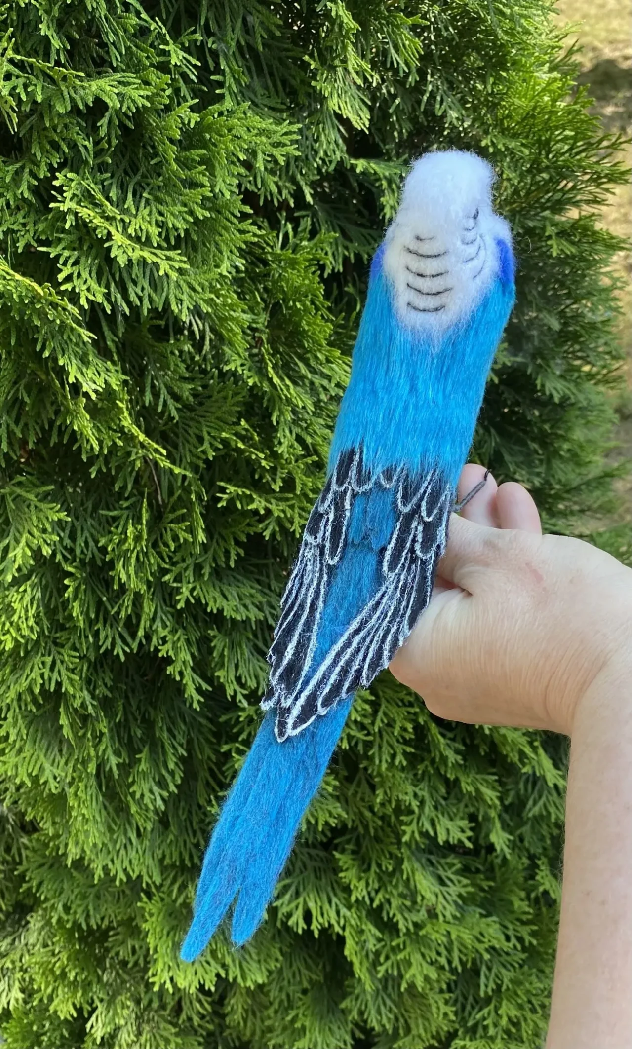 Хвилястий папужка іграшка валяна з шерсті інтерєрна пташка попугай 10