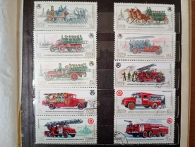 Марки - пожарный транспорт. Почта СССР 1984 год.