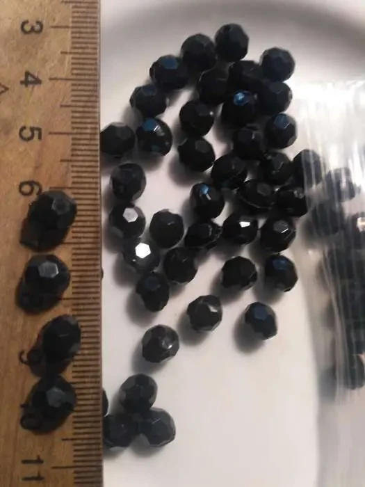 Бусы Бусины черные с угольным блеском шарики с гранями 5