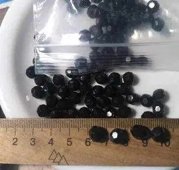 Бусы Бусины черные с угольным блеском шарики с гранями 6