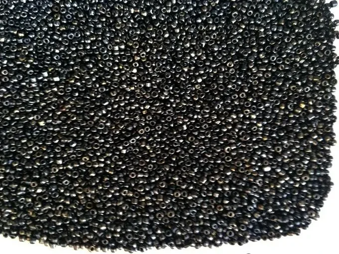 Бисер бусины черный перламутр с угольным блеском, Индия