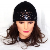 River Island шапка бини женская ажурная шапочка с пайетками винтаж