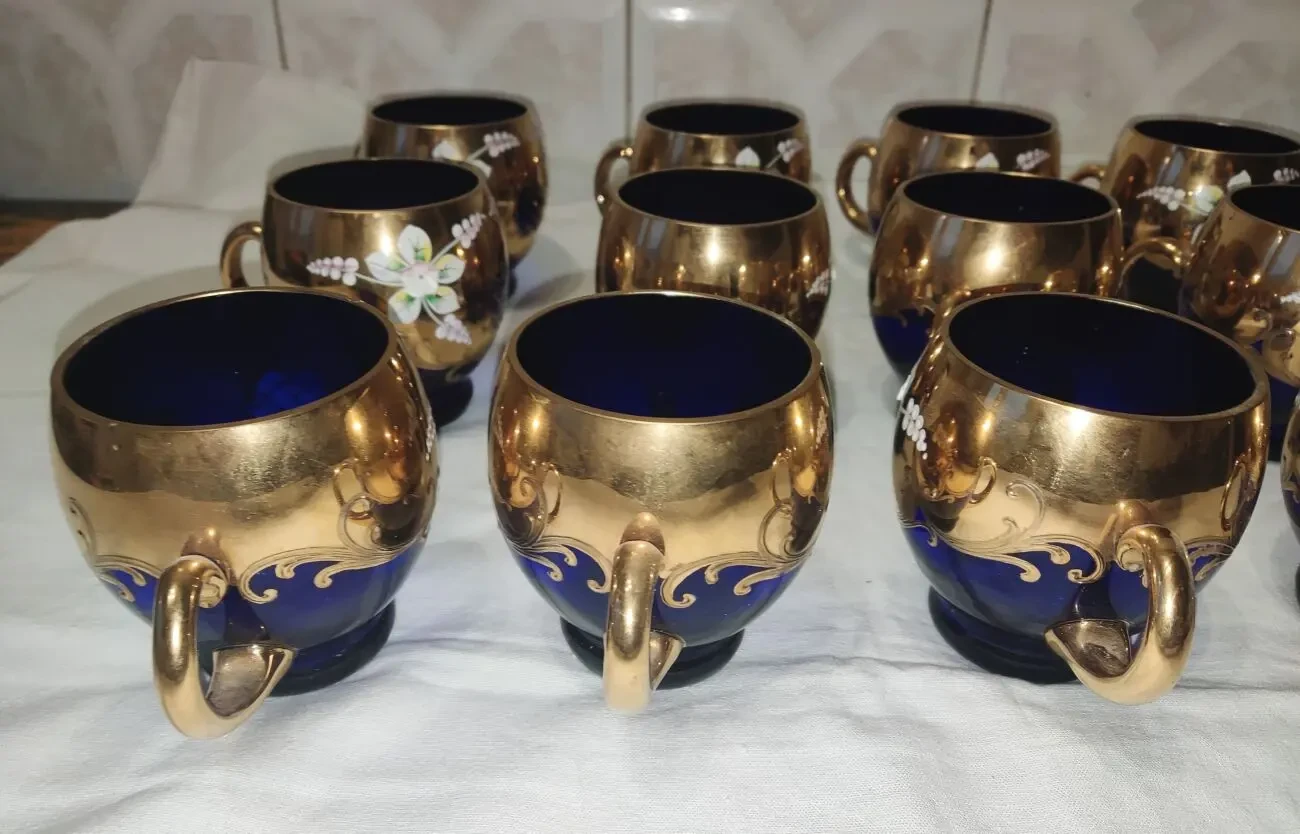 Чашки от сервиза Крюшонница Богемия, Чехословакия, 80-е, 12шт 2