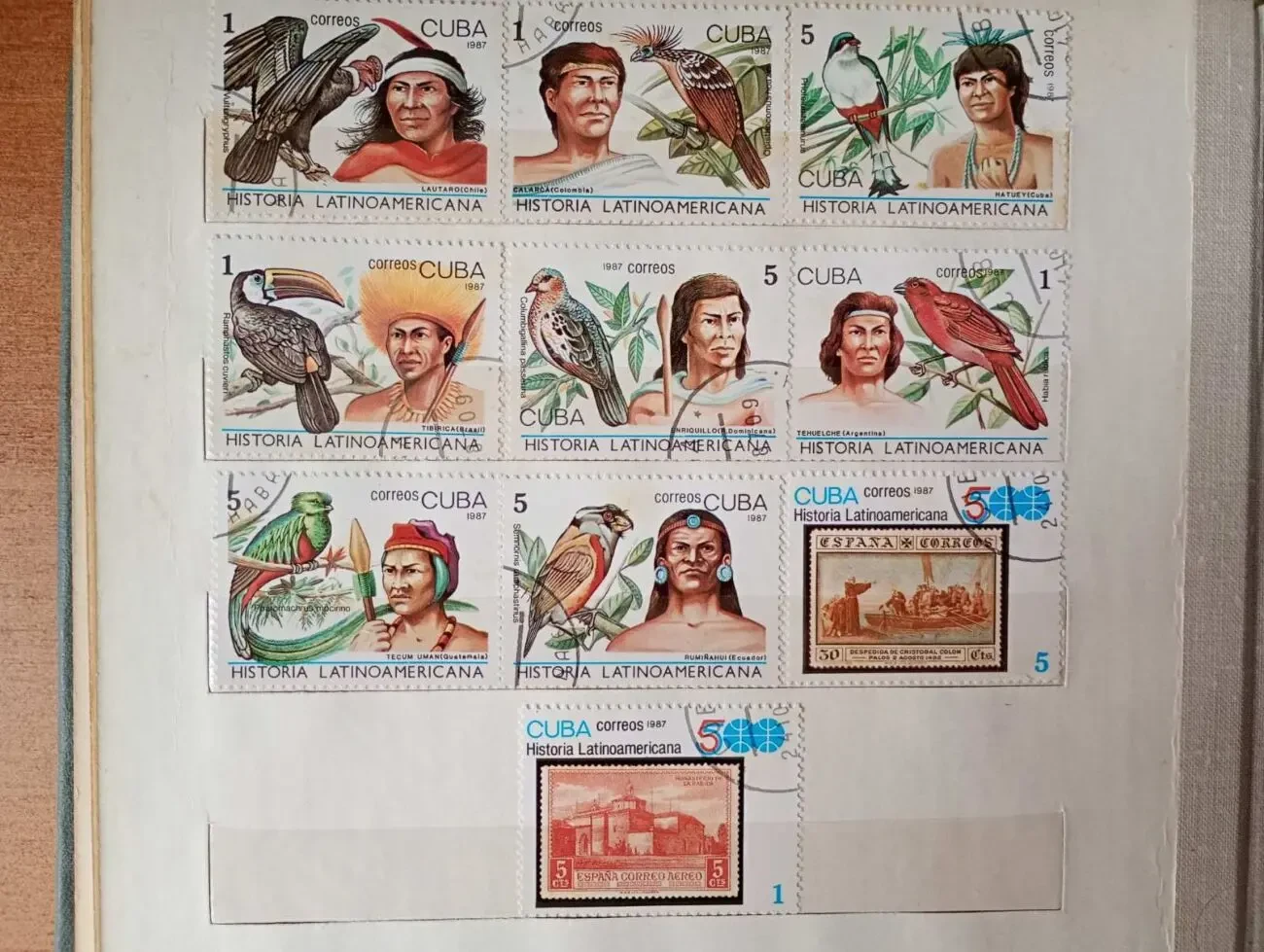 Марки - Индейцы. Куба 1987 год.