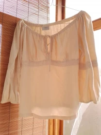 Блузка с 10 белая бежевая хлопок стиль вышиванка, летний топ. некст