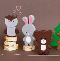 Дерев'яні лісові тварини .Іграшки з дерева. Набір із 3 шт.