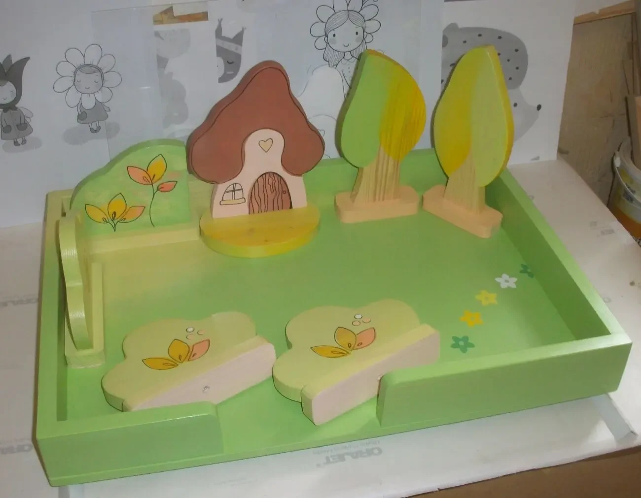 Розвиваючі іграшки. Будиночок і 2 дерева .Дерев'яні іграшки 3