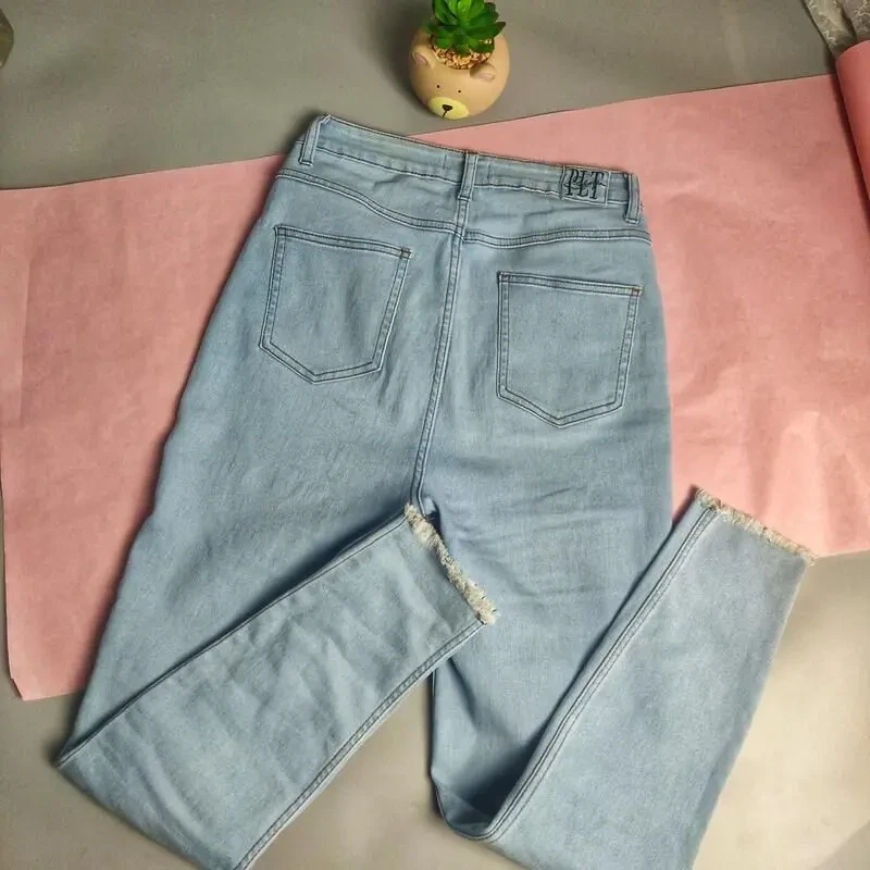 Джинси жіночі з високою посадкою завужені блакитні 5