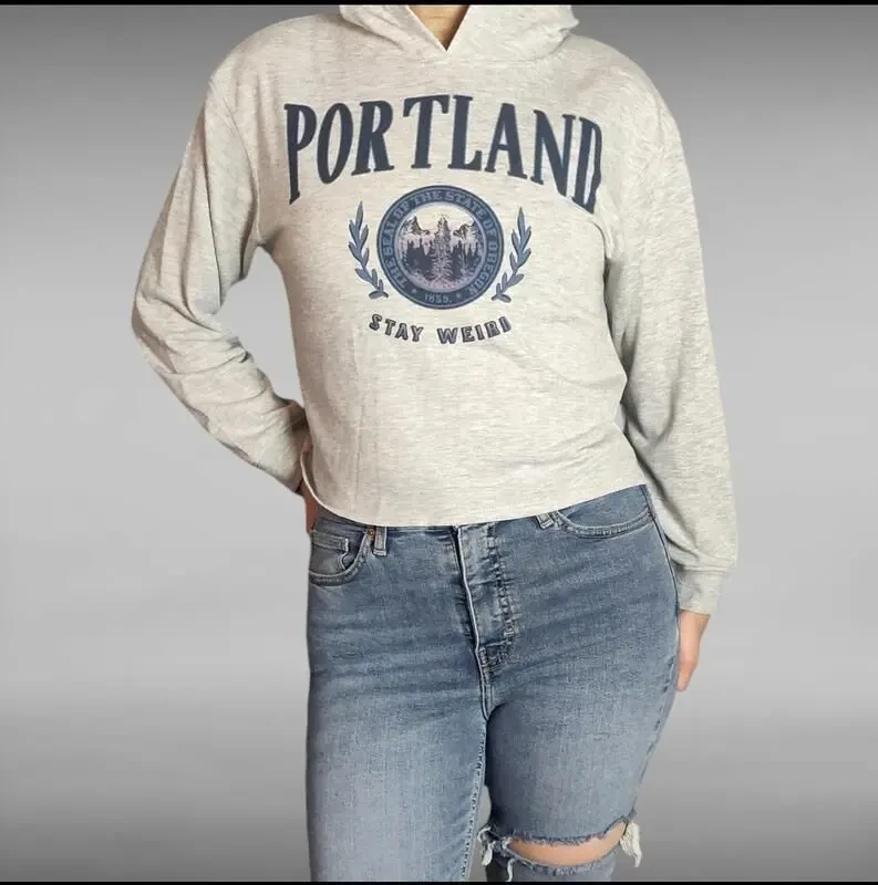 Сіра жіноча повсякденна кофта худі 2