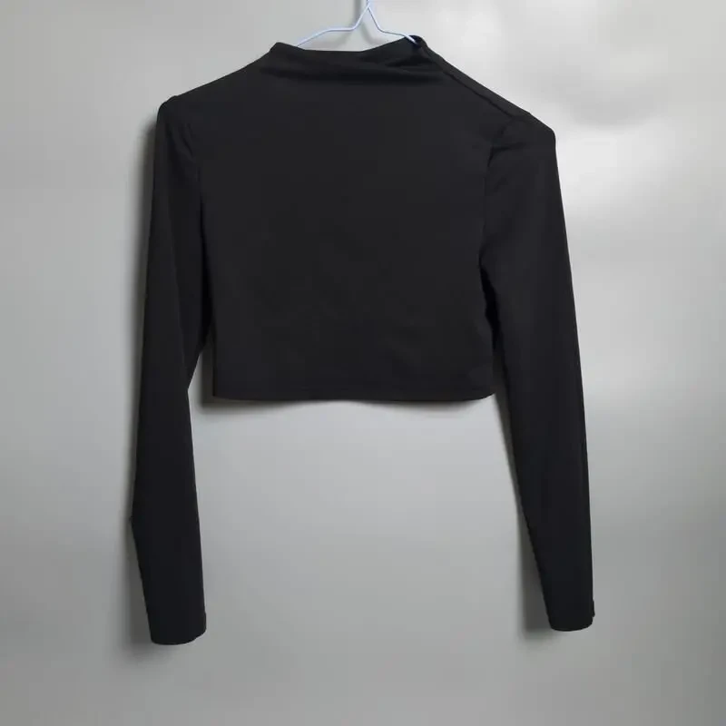 Кроп топ з довгим рукавам shein, xs чорний 3