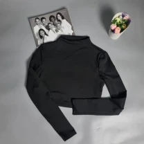 Кроп топ з довгим рукавам shein, xs чорний