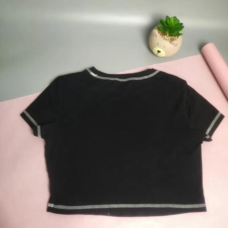 Кроп-топ футболка shein чорна 4