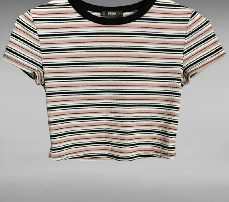 Жіноча повсякденна футболка топ shein у смужку