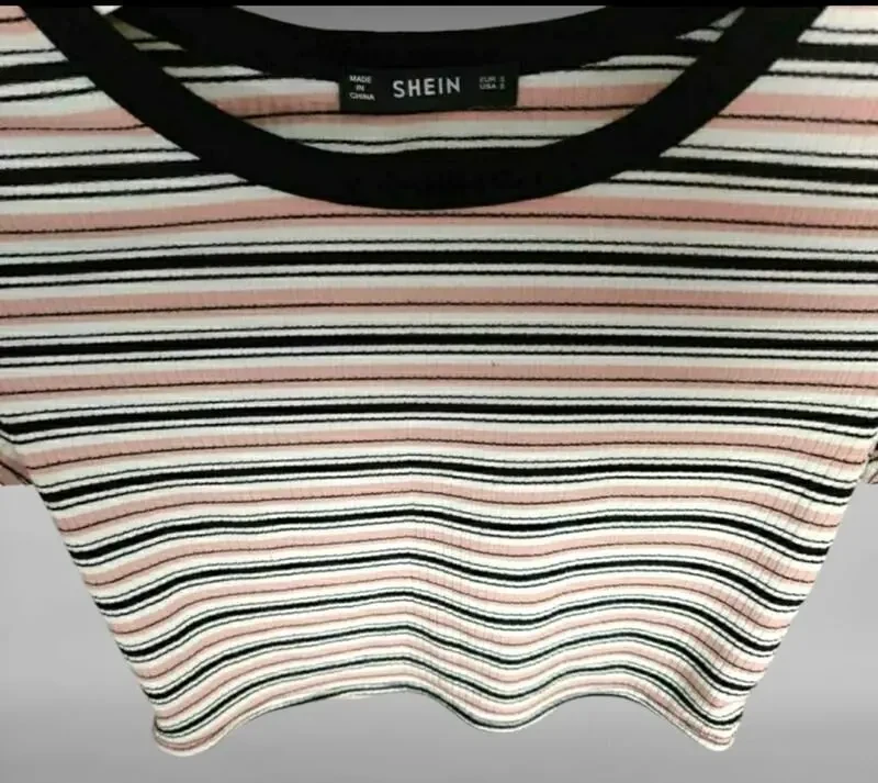 Жіноча повсякденна футболка топ shein у смужку 4