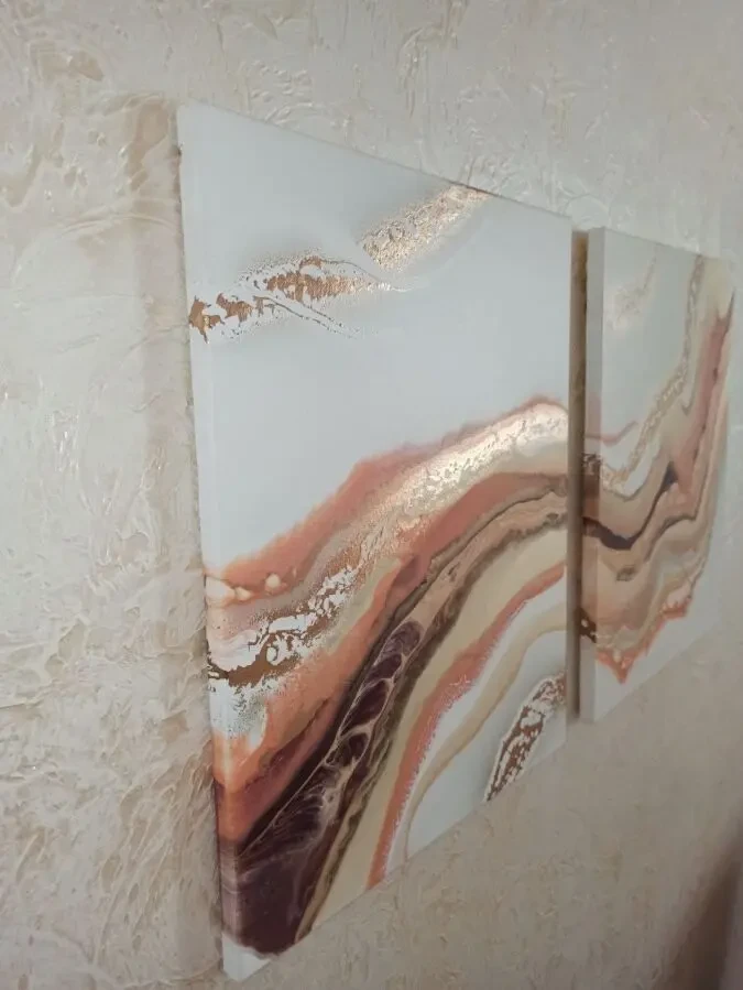 Дихання Сахари, акрил, в техніці Fluid Art- - діптіх 4