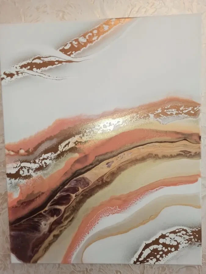 Дихання Сахари, акрил, в техніці Fluid Art- - діптіх 3