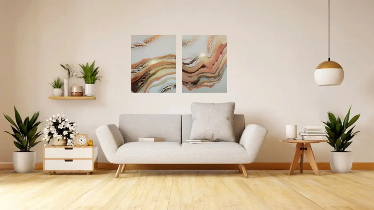 Дихання Сахари, акрил, в техніці Fluid Art- - діптіх 9