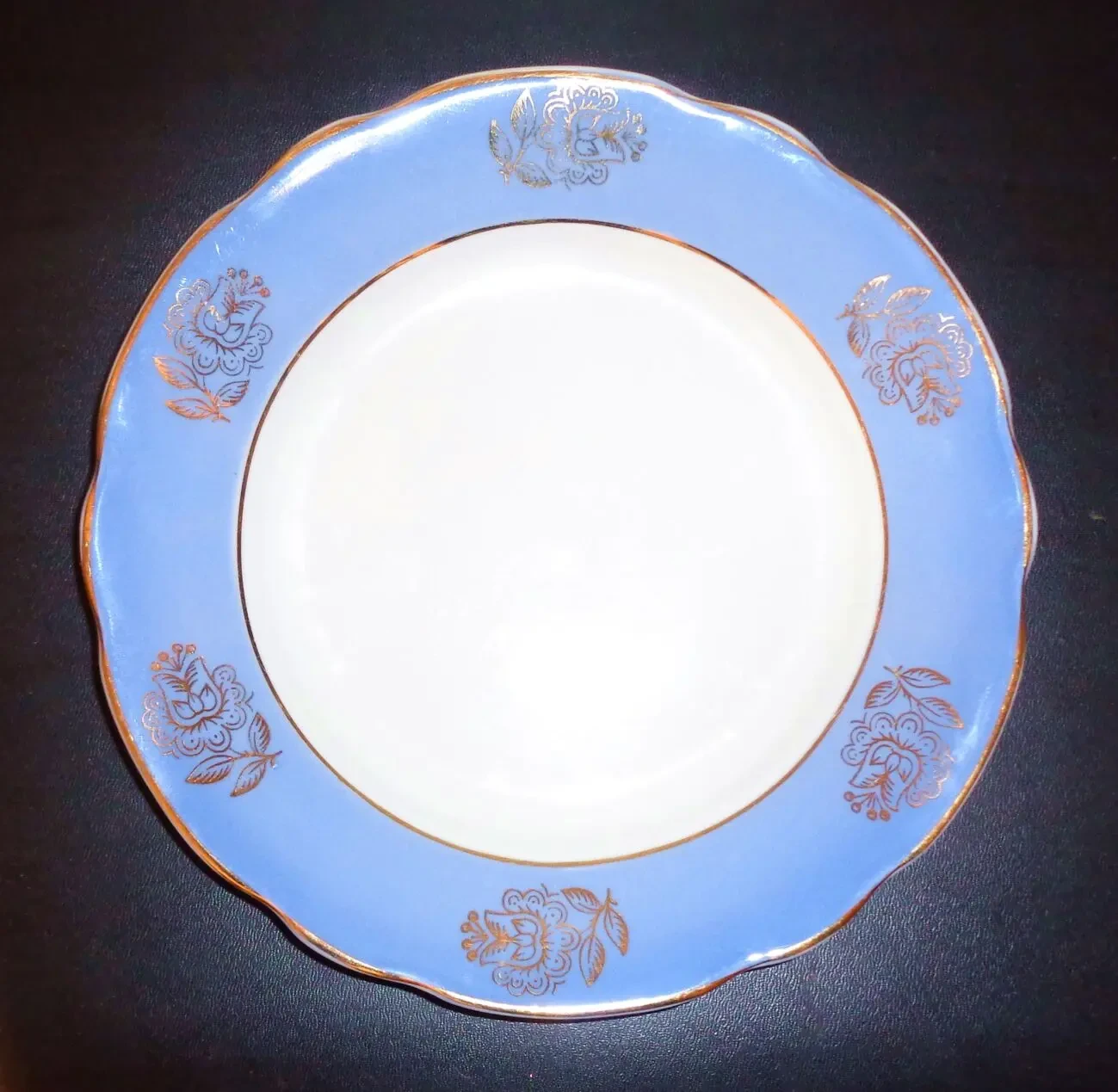 Очень редкая тарелка позолота синяя глазурь фарфор Коростень